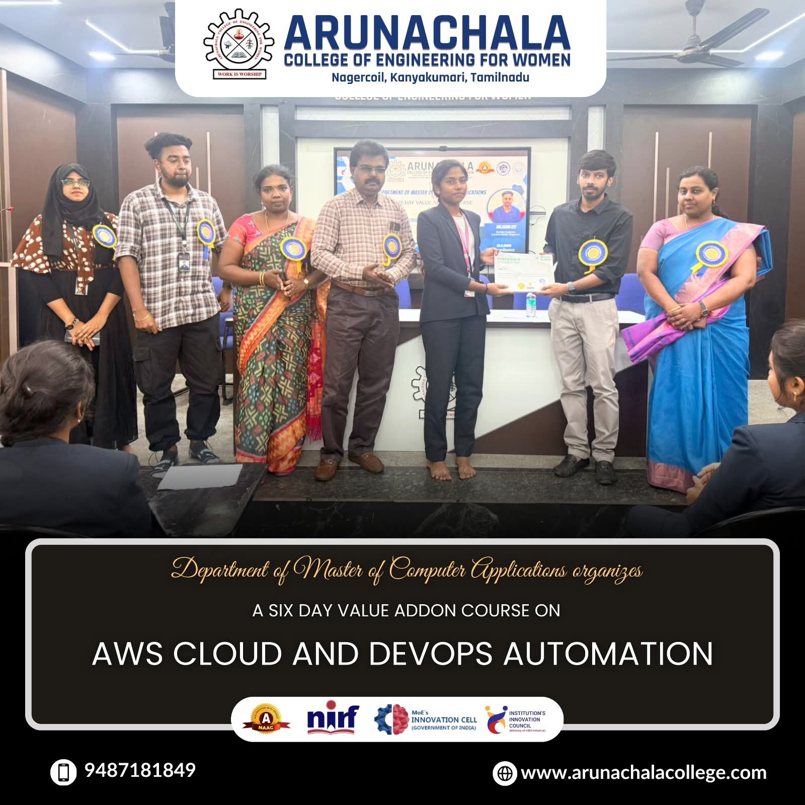 MCA organzies Six day Value added course on AWS CLOUD and Devops Automation